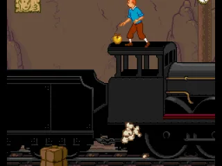 Apples will give you back your health. Your health is displayed on the top left of the screen. Time left to complete the level is displayed on the top right.