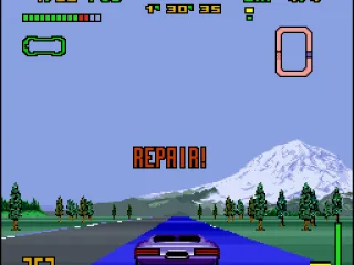 The blue track is responsible to fix all damage in your car. Remember: the more damage it receives, little speed it generates after the fuel meter is empty!