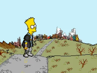 After the nuclear apocalypse, Bart is a mad motorcycler