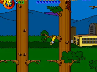 Baby Bart cannot touch the ground, he must swing from branches and other objects