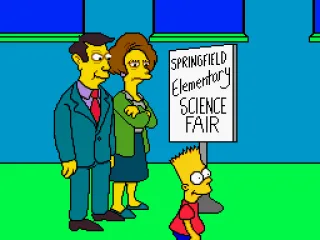 Young Bart Simpson wander into the science fair