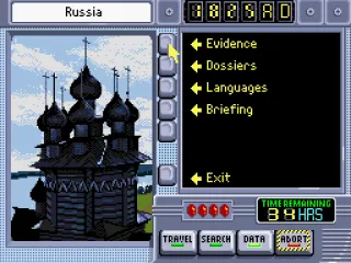 Enter known evidence, read dossiers, change the game's language or review the case's briefing.