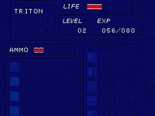 The game's status screen