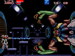 Trying the plasma weapon against the boss