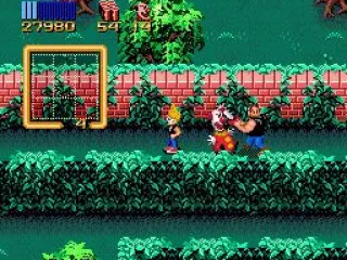Zeke uses the clown power-up to block the path, it will temporarily stop the chainsaw wielding maniac